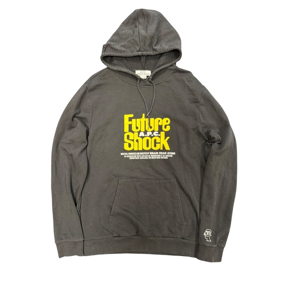 A.P.C. x Brain Dead Other - A.P.C. Brain Dead Hoodie Mens L Black Excellent Future Shock Graphic Sweatshirt